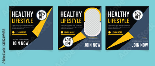 Gym Fitness social media post design template	