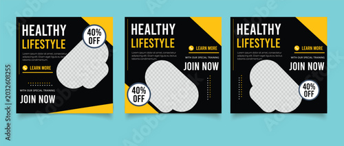 Gym Fitness social media post design template	
