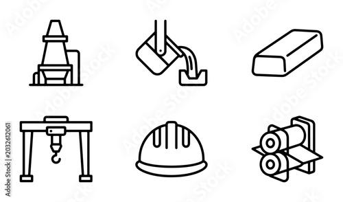 Foto Industrial Foundry Icons, Metalworking Equipment, Manufacturing Process, Metallu