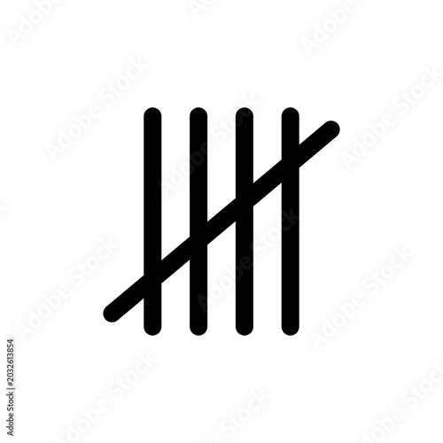 precise tally marks counting vector icon ideal for statistics dashboards and voting apps.