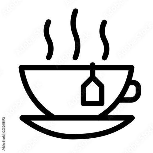 premium steaming hot tea cup vector icon perfectly crafted for culinary apps and restaurant menus.