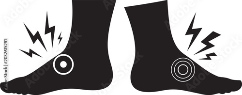 Foto Foot pain icon ankle joint ache silhouette symptom.