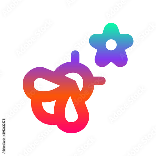 Obraz na plátně Vibrant gradient butterfly floats beside a stylized flower