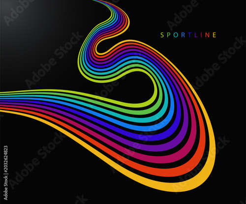 High energy neon spectrum lines on dark space expressing speed, power and intensity, visual metaphor of motion, acceleration, physical effort and competitive drive.