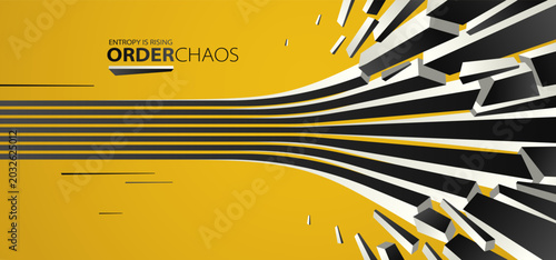 Tableau sur toile Debris particles exploding in chaos vector abstract background, entropy is rising to decay and disorder, elements flying in motion, 3D wallpaper
