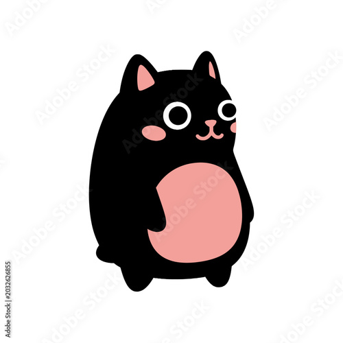 Fotografie Cute cartoon black fat cat.