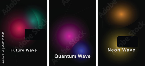 Abstract background set with glowing neon light waves and soft gradients
