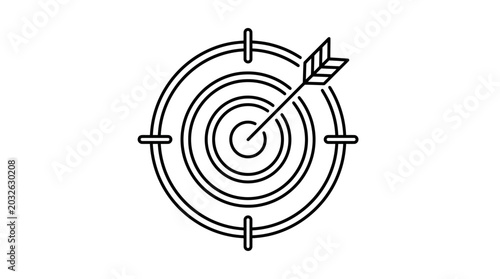 Quadro su tela Target icon with arrow hitting the bullseye, representing success and achievemen