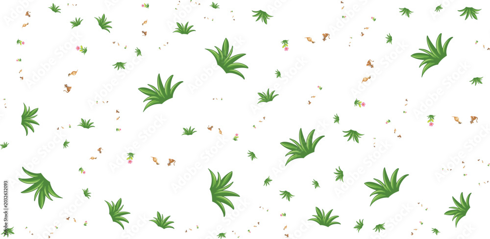 Fotografija Green Leaf And Floral Pattern On White Background