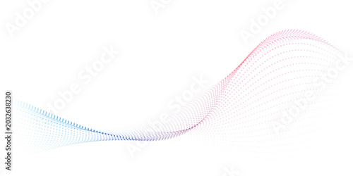 Flowing particles form waves, a gradient light pattern. modern technology background Vector illustration