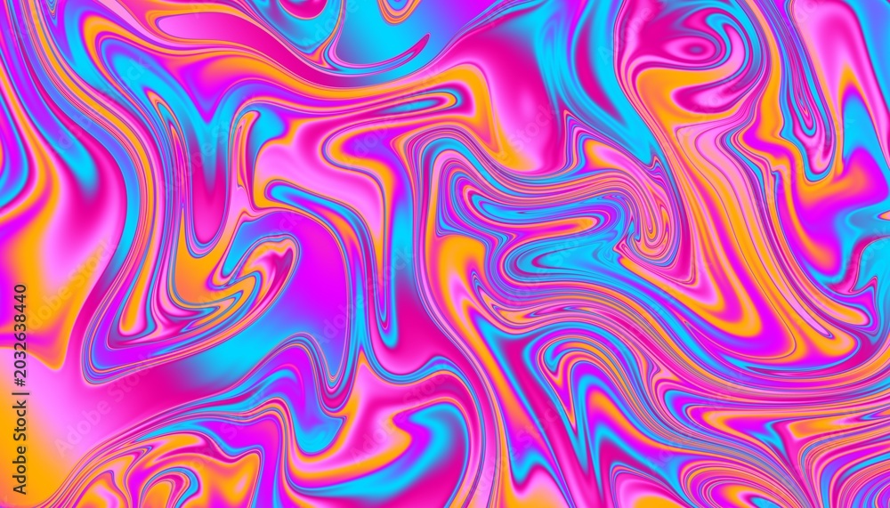 Obraz premium Rainbow swirling pattern with vivid neon pink, orange and blue tones. Excellent for vibrant print design, retro-futuristic UI or energetic abstract backdrops. Vibrant graphic abstract wallpaper