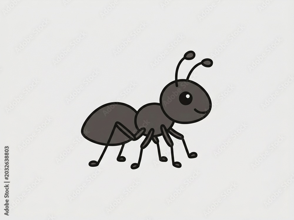 Fototapeta premium A cute cartoon black ant vector illustration