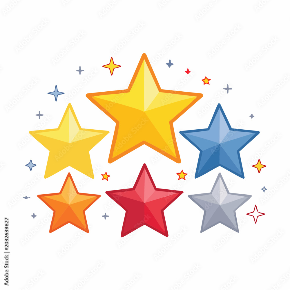 Obraz premium Collection of Colorful Stars with Sparkles