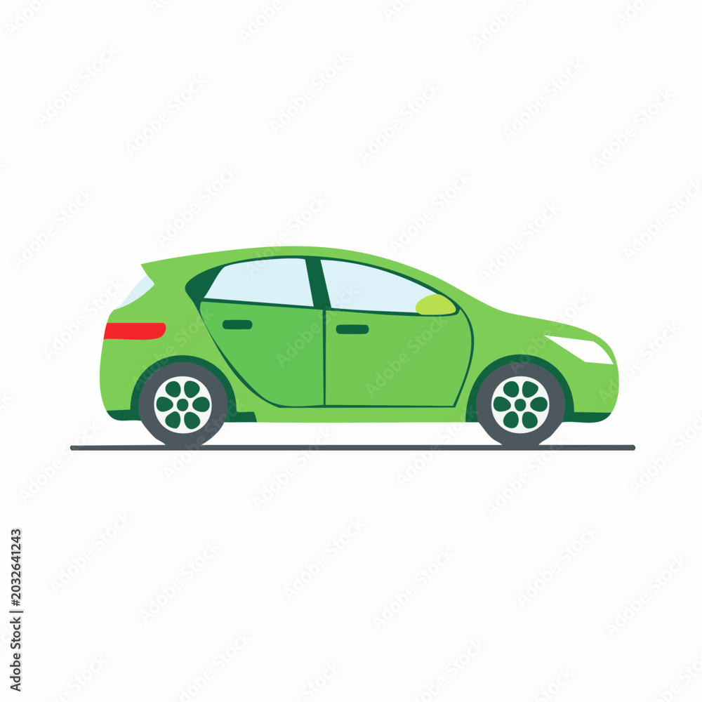 Obraz premium Green Hatchback Car Illustration