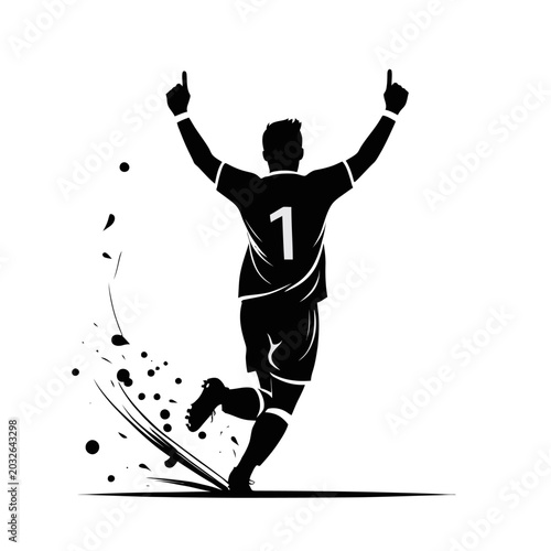 Vector illustration of silhouette of people celebrating soccer, isolated on white