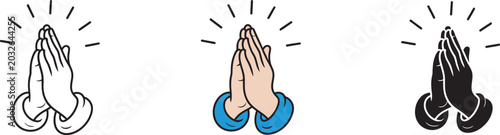 Schilderij op canvas Prayer hands vector icon collection representing spiritual respect meditation hope and religious devotion isolated set for faith based design and worship visuals