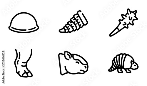 Photos Prehistoric Icons Set: Caveman Tools, Ancient Animals, Primitive Life Vector Gra