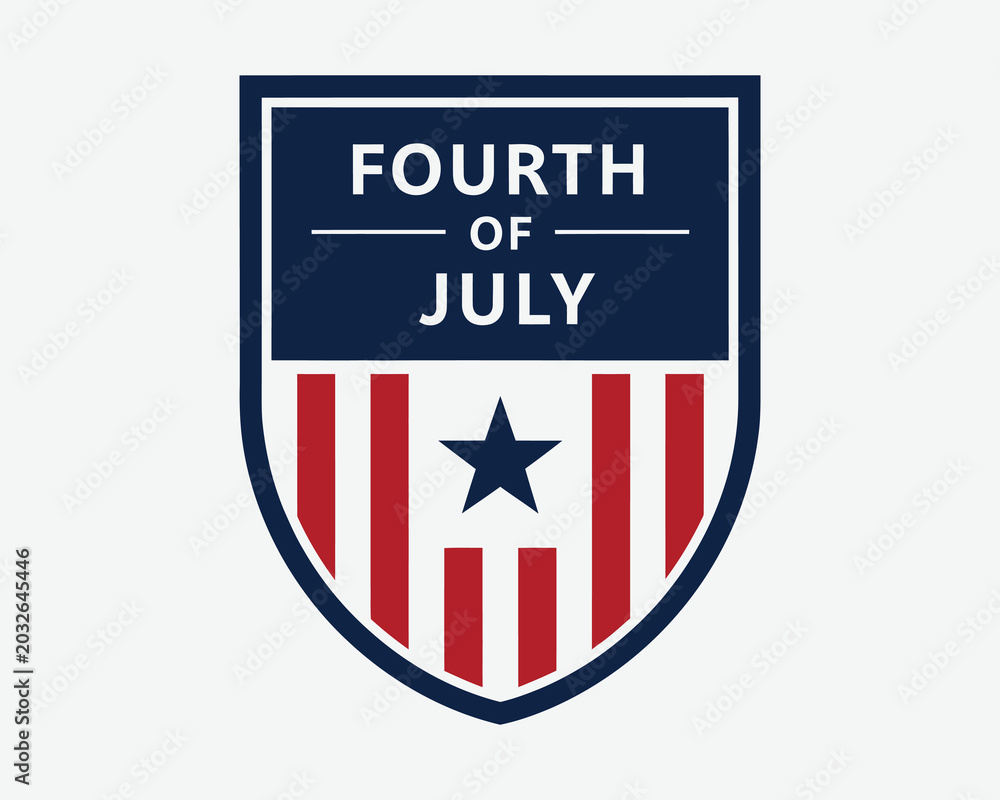 Fototapeta premium Fourth of july emblem with stripes and star patriotic american shield design