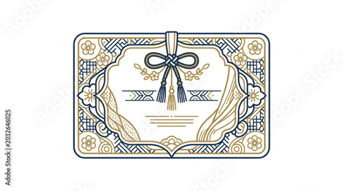 Elegant Decorative Gift Tag with Bow and Tassels.