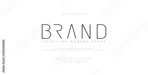 Fotografie Brand, Abstract thin line font alphabet
