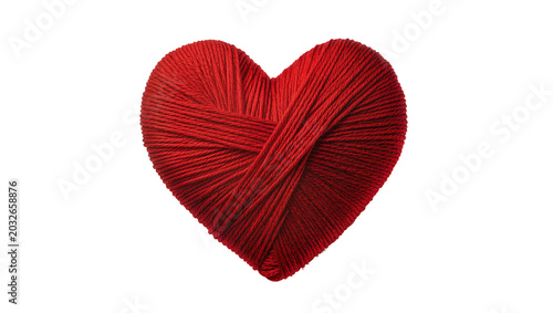 Red yarn heart shape with intertwined strands