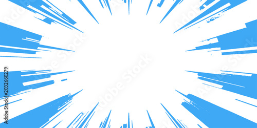 Abstract blue background with rays features a colorful circular vector illustration with geometric shapes and a sun pattern designed for a modern business card concept