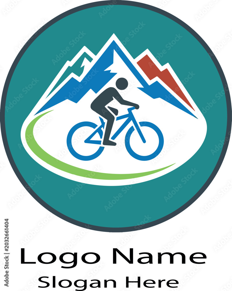 Obraz premium mountain biking logo icon vector white background .