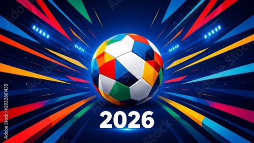 Colorful soccer ball with dynamic designs for 2026