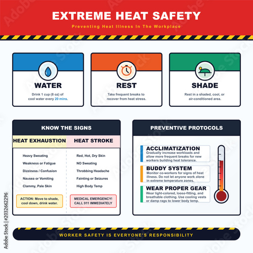 Extreme Heat Illness Workplace Safety Infographic Poster Template