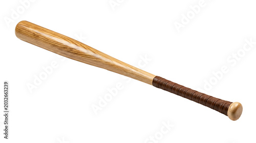 Baseball bat with brown handle isolated on transparent background