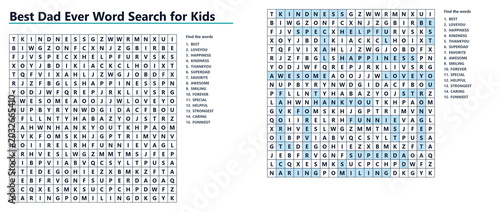 Best Dad Ever Word Search for Kids