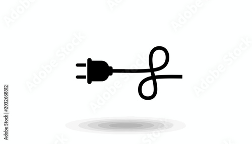 Electric plug icon, power cord symbol, black vector illustration, energy connection