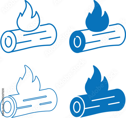 Campfire Log Icons – Outdoor Firewood Vector Pack