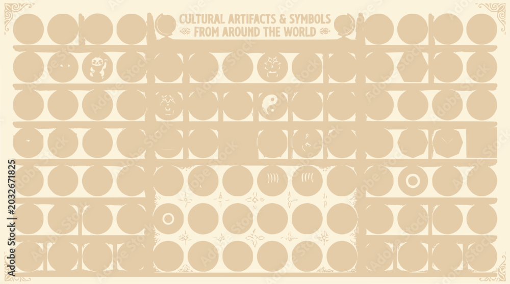 Fototapeta premium Global Cultural Artifacts & Symbols Collection - Vintage Style Illustration