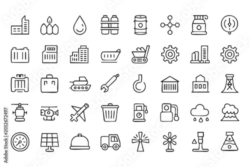 Manufacturing and Industrial Technology Icons for Engineering Infographics