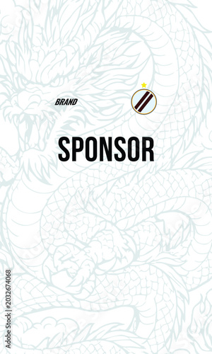 Sublimation design for sports jersey with white dragon illustration pattern and asian style 