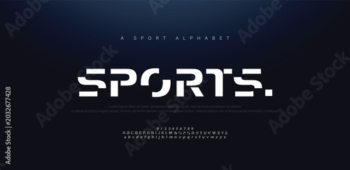 Tableau sur toile Sport modern italic alphabet fonts and number