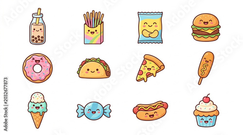 Cute Kawaii Food Characters Collection.