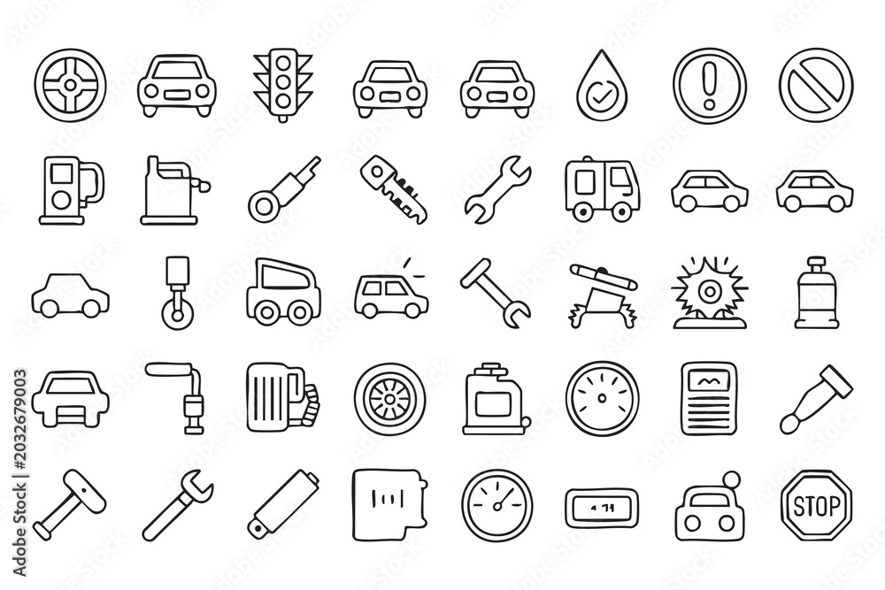 Naklejka premium Automotive Repair Outline Icon Collection For Vehicle Service Design