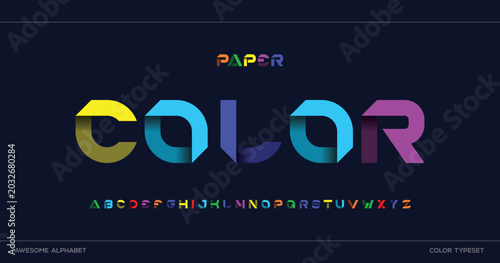 Cuadro en lienzo Origami style Multicolor font design, paper folding alphabet letters  A, B, C, D