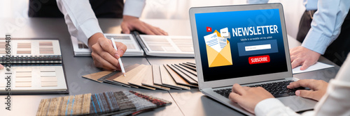 Картината върху платно newsletter signup page on computer for customer to subscribe brisk newsletter up