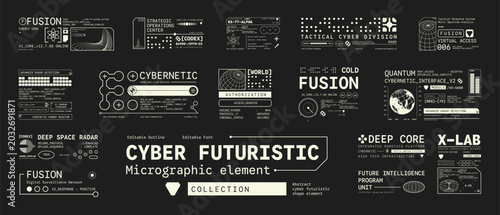 Set of Micrographic Cyber element Futuristic UI Elements Shape Collection