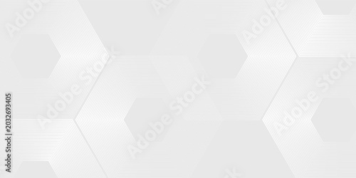 Hexagon abstract white gray wave light technology texture background. Abstract big data digital concept modern abstract
