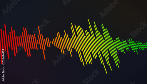 Illustration of a voice recording or broadcasting with sound waveform, voice message - close-up.