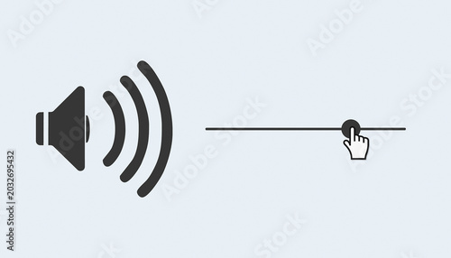 Illustration of a audio volume level control icon, sound volume slider interface - close-up.
