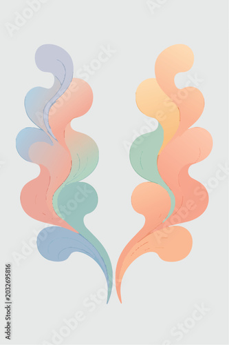 Symmetrical Abstract Smoke Waves in Pastel Gradients