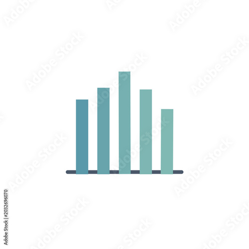 Minimal business bar graph vector illustration with vertical growth chart columns in clean modern infographic style
