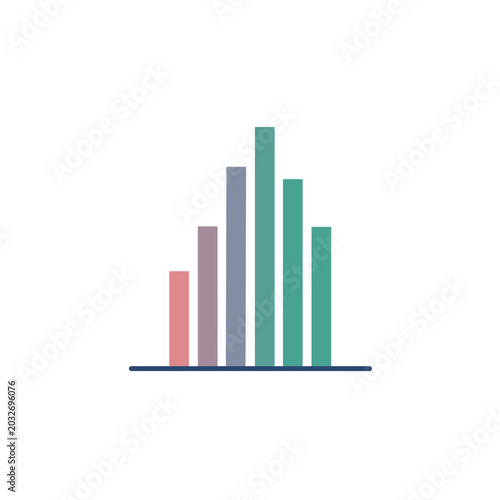 Minimal abstract pastel bar chart vector icon with colorful vertical business growth bars and clean modern infographic composition