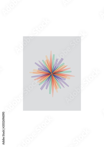 Minimal abstract colorful radial burst vector background with symmetrical translucent gradient smoke rays and centered modern geometric composition
