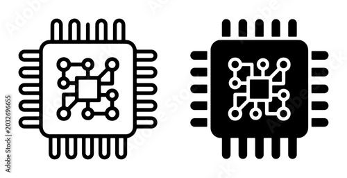 Foto Microchip Icons, Computer Processor Symbols, Central Processing Unit Graphics, T